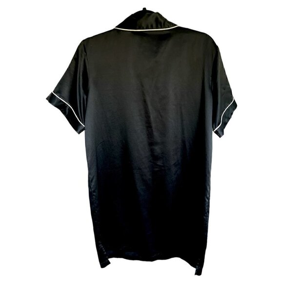 Cabernet Silky Black Sleep shirt Nightgown Short Sleeves w/Buttons Size Small - Picture 2 of 5